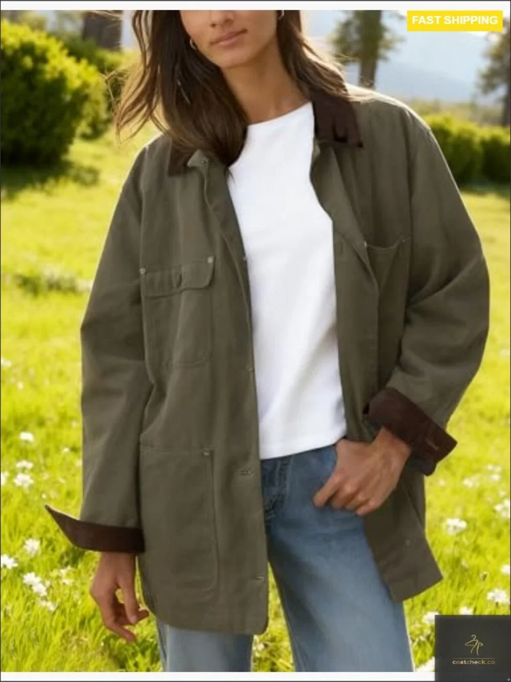 Oversized Utility Barn Jacket Cotton Corduroy Collar Vintage Workwear Pockets